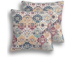 Kussenhoezen Set - Boho Sierkussens - Woonkamer Decoratie - Dubbelzijdig Bedrukt - 2 Delig 45x45 - Etnisch Patroon