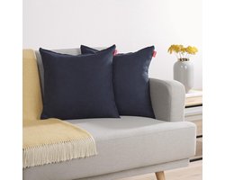 Kussenhoezen Set - Decoratieve Hoezen - Bank Meubels - Verborgen Rits - 40 x 40 cm - Donker Oceaanblauw