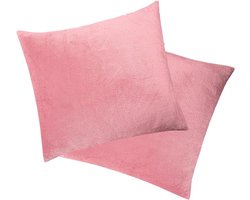 Kussenhoezen Set - Decoratieve Hoezen - Bank & Slaapkamer - Superzacht Flanel - 45x45 cm - Roze