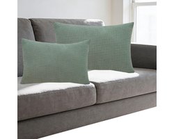 Kussenhoezen Set - Decoratieve Hoezen - Interieur Opfrissen - Zachte Corduroy Stof - 60x70 cm - Matcha Groen