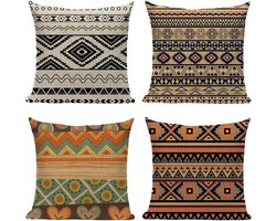 Kussenhoezen Set - Decoratieve Hoezen - Woonkamer Aankleden - Zacht Kurzer Plüsch - 45 x 45 cm - Boho Stijl
