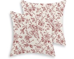 Kussenhoezen Set - Decoratieve Hoezen - Woonkamer Decoratie - Duurzaam Linnen Materiaal - 45x45 cm - Bordeauxrood
