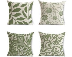 Kussenhoezen Set - Decoratieve Hoezen - Woonkamer Decoratie - Waterafstotend Materiaal - 45x45cm - Saliegroen