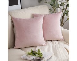 Kussenhoezen Set - Decoratieve Hoezen - Woonkamer Decoratie - Zacht Velours Materiaal - 45 x 45 cm - Roze