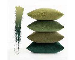 Kussenhoezen Set - Decoratieve Kussens - Woonkamer Aankleden - Fluweelzachte Stof - 60 x 40 cm 4 Stuks - Bosgroen