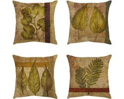 Kussenhoezen Set - Decoratieve Kussens - Woonkamer Decoratie - Dubbelzijdig Bedrukt - 70x70 cm - Groen Vintage