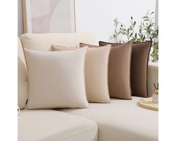Kussenhoezen Set - Decoratieve Kussens - Woonkamer Decoratie - Zachte Fluweel Stof - 40x40 cm - Bruin Beige