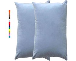 Kussenhoezen Set - Decoratieve Kussenslopen - Bank Decoratie - Met Rits - 50x70 cm - Zilver Wit