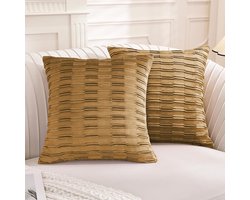 Kussenhoezen Set - Decoratieve Kussenslopen - Bank Woonkamer - Verborgen Rits - 45x45 Centimeter - Bruin
