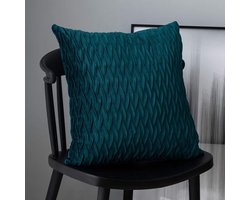 Kussenhoezen, set van 2 fluwelen zachte solide decoratieve kussens voor sofa slaapkamer 40 cm x 40 cm set van 2 voor bank, bed, bank, stoel, slaapkamer en woonkamer, blauw-groen