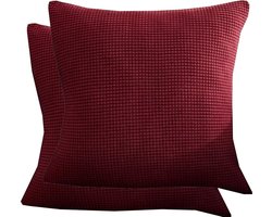 Kussenhoezen Set - Zachte Kussenslopen - Woonkamer Decoratie - Polar Fleece Materiaal - 40x40 cm - Bordeauxrood