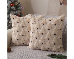 Kussenhoezen - sierkussens- Kussenhoezen 45 x 45 cm - kussenhoezen herfst - kussenhoesjes - kerstkussenhoezen - Kerstboomkussenslopen - Decoratieve kussenhoezen Perfect voor herfst, kerst,winterhuizen - Beige