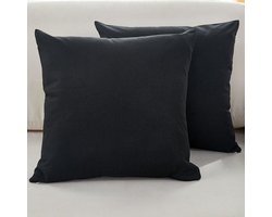 Kussenhoezen voor banken - Set van 2 - Kussenhoezen van fijn linnen - Comfortabele sierkussenhoezen - Moderne decoratieve kussenslopen - Voor bank Woonkamer Bank Terras - 45x45cm - Zwart