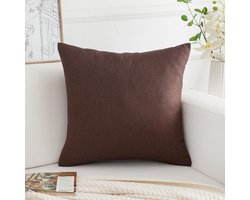 Kussenhoezen voor banken - Set van 2 - Kussenhoezen van fijn linnen - Comfortabele sierkussenhoezen - Moderne decoratieve kussenslopen - Voor bank Woonkamer Bank Terras - 50x50cm - Bruin