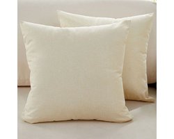 Kussenhoezen voor banken - Set van 2 - Kussenhoezen van fijn linnen - Comfortabele sierkussenhoezen - Moderne decoratieve kussenslopen - Voor bank Woonkamer Bank Terras - 55x55cm - Beige
