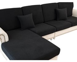 Kussenhoezen voor banken, zitkussenhoezen, stretch bankhoezen, hoezen voor banken met tussenschotten, meubelbeschermers (3 stuks voor zittingen of rugleuningen, zwart)