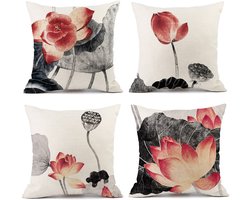 Kussenhoezen - Woondecoratie Sierkussenhoezen - 45x45cm - Set van 4 - Tuin- en Buitenhoezen - Waterdicht en geschikt voor gebruik buitenshuis
