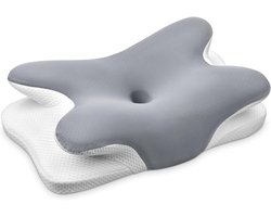 Kussens - Hoofdkussen - Ergonomisch Ontwerp Voor Houdingssupport En Arm Uitsparingen - 1 - Geschikt Voor Zij-Rug-Buikslaapers Grijs