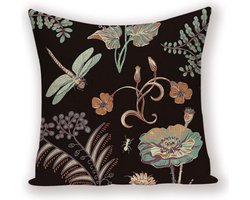 | Kussens | Kussenhoes Plants And Dragonflies| 45 x 45 | Sierkussenhoes