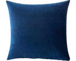 Kussens - kussenhoes velvet donkerblauw XL - fluweelachtig - dubbelzijdig - met rits - sierkussenhoes - licht glanzend