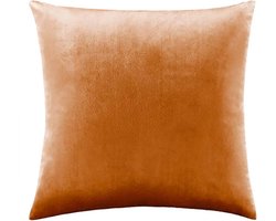 Kussens - kussenhoes velvet oranje XL - fluweelachtig - dubbelzijdig - met rits - sierkussenhoes - 60x60 cm.
