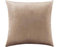 Kussens - kussenhoes velvet Taupe XL - fluweelachtig - dubbelzijdig - met rits - sierkussenhoes - 60x60 cm.