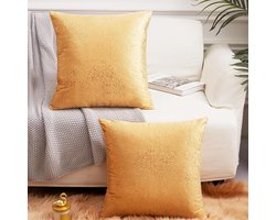 Kussens met ritssluiting - Decoratieve kussens - Bank decoratie - Goudkleurige print - 60 x 60 cm - Goud