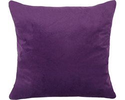 Kussens - velvet kussenhoes paars - 45x45 - fluweelachtig - sierkussenhoes
