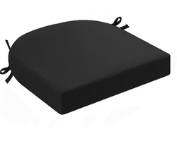 Kussens voor buitenstoelen, set van 2, kussens voor tuinstoelen, waterdicht, met strikbanden, zitkussens voor buiten, kussens voor tuinstoelen, eetkamerstoel, 43 x 43 x 5 cm,Zwart