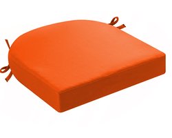 Kussens voor buitenstoelen, set van 2, kussens voor tuinstoelen, waterdicht, met strikbanden, zitkussens voor buiten, kussens voor tuinstoelen, eetkamerstoel, 43 x 43 x 5 cm,Oranje