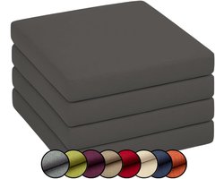 Kussens voor Tuinstoelen - Set van 4 Grijze Stoelkussens met Afneembare Hoezen