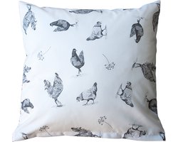 Kussens woonkamer - 45×45 cm - Moederdag cadeautje - kippen grijs - Kussenhoes met verborgen ritssluiting en kussen - landelijke decoratie - woonkamer decoratie - sierkussenhoes - Pasen decoratie