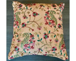 Kussens woonkamer - kussenhoes 30 x 30 cm - kussensloop - sierkussens - cushion cover - katoensilk - Kussenhoesjes - 2 stuks - etnisch Indiaas - borduurwerk - embroidery