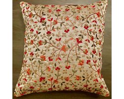 Kussens woonkamer - kussenhoes 30 x 30 cm - kussensloop - sierkussens - cushion cover - katoensilk - Kussenhoesjes - 2 stuks - etnisch Indiaas - borduurwerk - embroidery