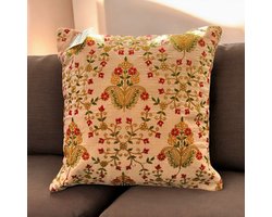 Kussens woonkamer - kussenhoes 40 x 40 cm - kussensloop - sierkussens - cushion cover - katoensilk - Kussenhoesjes - 2 stuks - etnisch Indiaas - borduurwerk - embroidery - Licht roos - Gouden