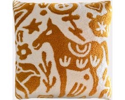 Kussens woonkamer | kussenhoes 45x45 cm | kussensloop | sierkussens | cushion cover | katoen | full hand embroidery chain