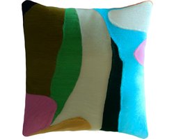 Kussens woonkamer | kussenhoes 45x45 cm | kussensloop | sierkussens | cushion cover | katoen | full hand embroidery chain