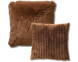 KUSSENSET - 2-delig - Cosy Layers - 60x60 cm, 45x45 cm - inclusief binnenkussens - bruin