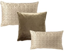 KUSSENSET | 3-delig | Celeste Curated | bruin, groen | Hoii | inclusief veren binnenkussens