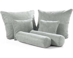 Kussenset 6-delig - Decoratiekussens bank - Zitcomfort verhogen - Wasbaar materiaal - 75 cm lengte - Zilver