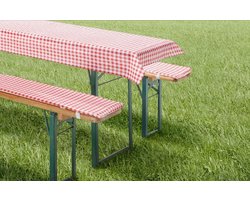 Kussenset Bierbank - Bankkussens Tafelkleed - Buiten Zitten - 3-delige Set - 50 x 110 cm - Rood