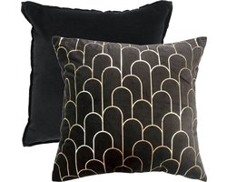 Kussenset-Fluweel-zwart-en-Art-deco-goudprint-50x50-cm