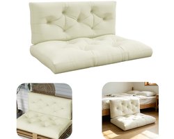 Kussenset - Zitkussen - Rugkussen - Sofa zitkussen - Stoelkussen - Grote kussens - Vervangbaar - Makkelijk schoon te maken - Met knoopnaden - Comfortabel - Glad - Meubelaccessoires - Geschikt voor tuin, vloer, stoel (wit, 120*80cm)