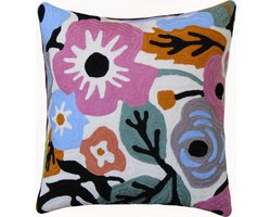 Kussenshoes | woonkamer | kussenhoes 45x45cm | kussensloop | sierkussens | cushion cover | katoen | Full Hand embroidery Chain