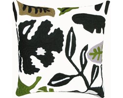 Kussenshoes woonkamer | kussenhoes 45x45cm | kussensloop | sierkussens | cushion cover | katoen | Full Hand embroidery Chain