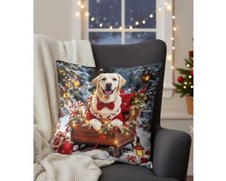 Kussensloop 40 x 40 cm Kerstkussenhoes met Diermotief Winter Kerst Decoratie voor Bank Stoel en Slaapkamer