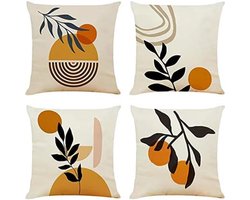 Kussensloop 40 x 40 cm, set van 4 decoratieve kussenhoezen, 40 x 40 cm, oranje, voor tuinlounge, bank, kussen, woonkamer, slaapkamer, kussenhoezen, tuin, buiten, bankkussen, kussen