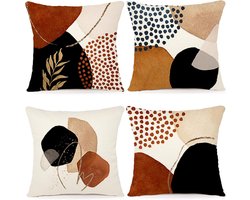 Kussensloop 40 x 40 cm, set van 4 sierkussens, linnen, kussenhoezen, modern, sofakussen, boho-kussenslopen, abstract patroon, kussenhoezen voor bank, slaapkamer, bank, outdoor, kussen, 40 x 40