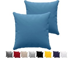 Kussensloop 40x40 (set van 2) - 100% jersey katoen, 150 g/m² kussenslopen, blauw, voor kussens 40 x 40 cm - kussenovertrek - resistent en hypoallergeen