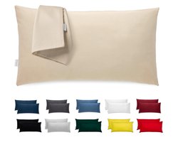 Kussensloop 50 x 80 cm, katoen, premium satijn, set van 2 kussenhoezen, decoratie voor kussen, bed, bank, stof, superzacht, resistent, hypoallergeen, anti-mijt, kussensloop met verborgen ritssluiting, volledig wasbaar